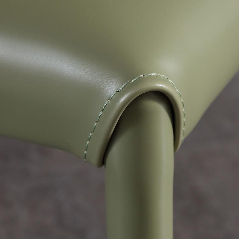 Modern Minimalist Square Artificial Leather Carbon Steel Frame Dining Chair Wing Back Armless For Dining Room