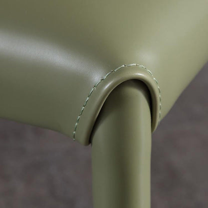 Modern Minimalist Square Artificial Leather Carbon Steel Frame Dining Chair Wing Back Armless For Dining Room