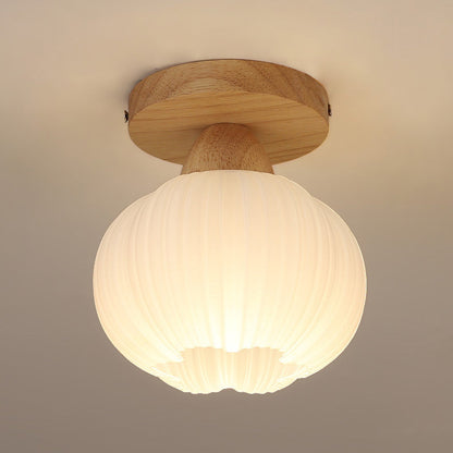 Contemporary Vintage Flower Wood Acrylic 1-Light Semi-Flush Mount Ceiling Light For Living Room