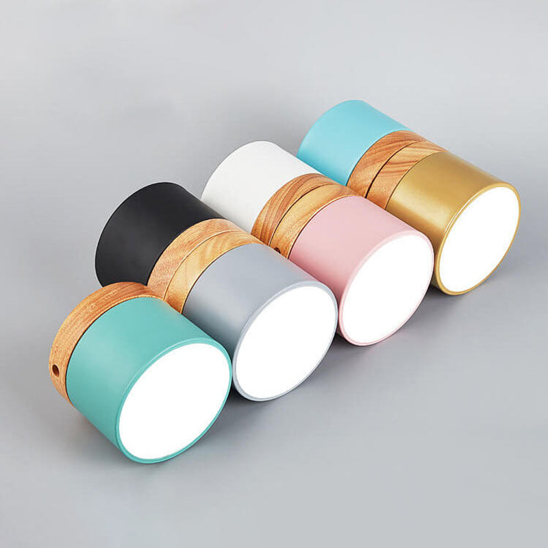 Scandinavian Macaroon Solid Color Log LED Flush Mount Ceiling Light