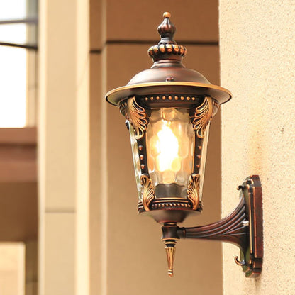 Traditional European Cylinder Quadrilateral Aluminum Glass 1-Light Wall Sconce Lamp For Outdoor Patio