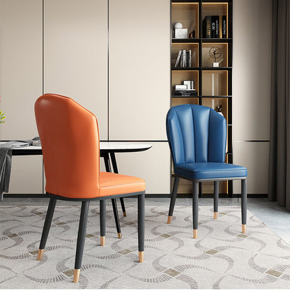 Modern Luxury Artificial Leather Carbon Steel Sponge Square Shell Dining Chair Backrest For Dining Room