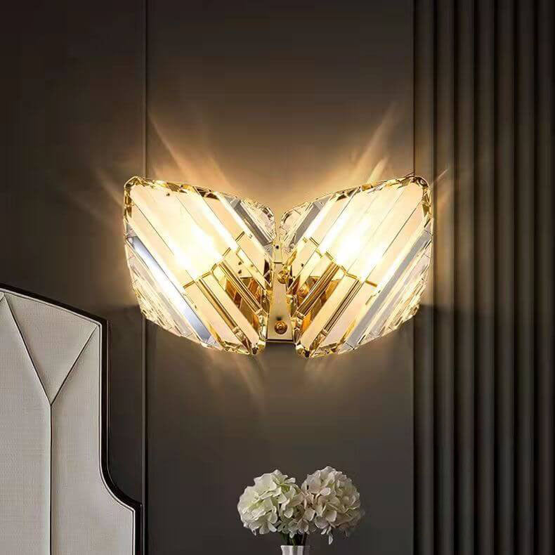 Modern Light Luxury Crystal Triangle Geometry 1/2/3 Light Wall Sconce Lamp