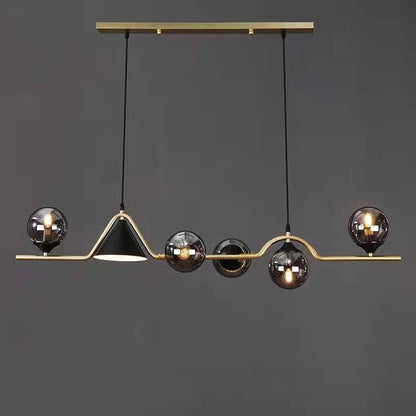 Modern Minimalist Round Ball Glass 6-Light Island Light Chandelier