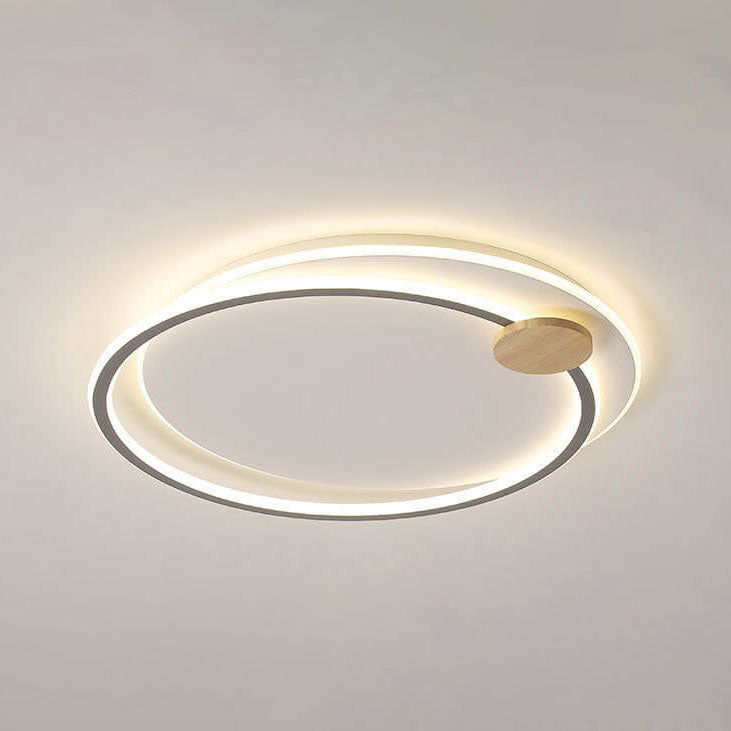 Nordic Simple Round Ring Aluminum Wood LED Flush Mount Ceiling Light