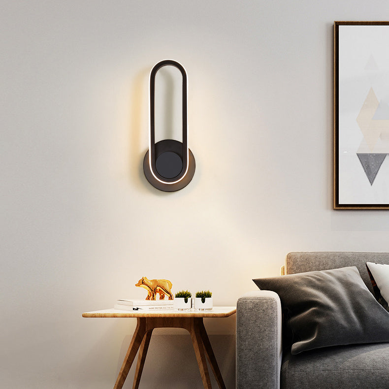 Contemporary Simplicity Iron Oval Ring Rotatable LED Wall Sconce Lamp For Bedroom