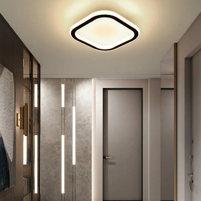 مصباح سقف LED معدني هندسي معاصر من الحديد بتصميم اسكندنافي، يُثبّت في الردهة 