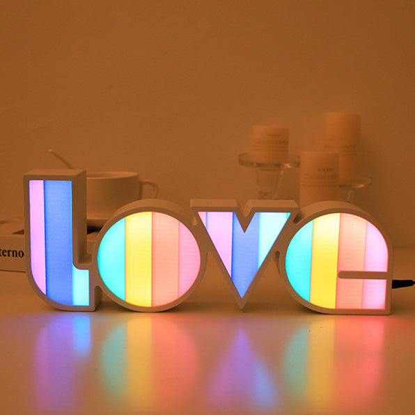 Modern Art Deco Waterproof PS LOVE Letter LED Table Lamp For Bedroom