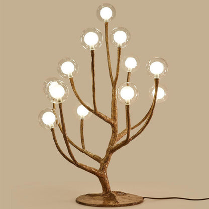 Contemporary Scandinavian Branch Polymer Metal Glass 8/12 Light Table Lamp For Bedroom