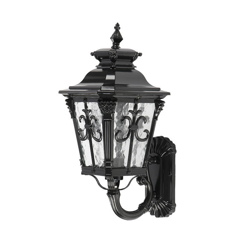 Europe Retro Black Die-Cast Aluminum Glass Outdoor Indoor 1-Light Wall Sconce Lamp