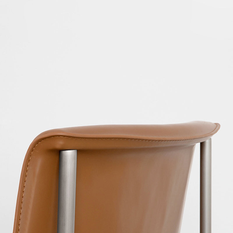 Contemporary Nordic Square Curved Microfiber Leather Stainless Steel Dining Chair Backrest For Dining Room