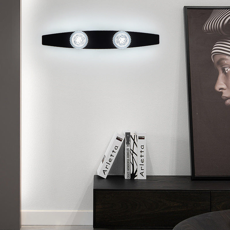 Modern Minimalist Long Wave Iron Aluminum Silicone LED Wall Sconce Lamp For Living Room