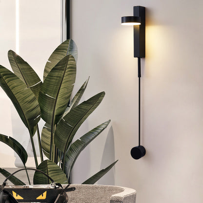مصباح حائط LED طويل من الألومنيوم والحديد والأكريليك بتصميم عصري بسيط لغرفة النوم 