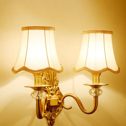 Modern Luxury Hardware Fabric 1/2-Light Wall Sconce Lamp For Living Room