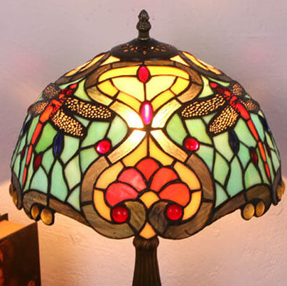 Tiffany Creative Alloy Colored Dragonfly Peach Heart 1-Light Table Lamp