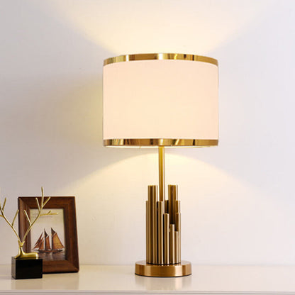 Modern Fabric Light Luxury Simple Cylindrical Design 1-Light Table Lamp