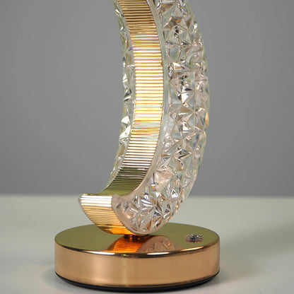 Modern Art Deco Metal Crystal Star Moon LED Table Lamp For Bedside