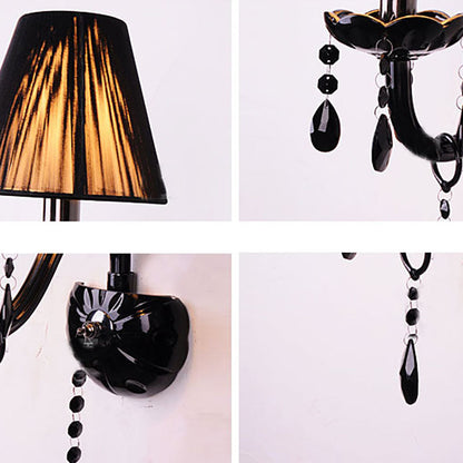 Traditional European Round Table Petal Shaped Crystal Glass 1/2 Light Wall Sconce Lamp For Living Room
