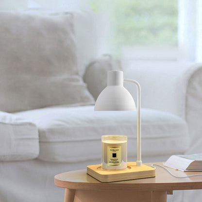 Contemporary Scandinavian Dome Shade Square Wood Base 1-Light Melting Wax Table Lamp For Bedroom