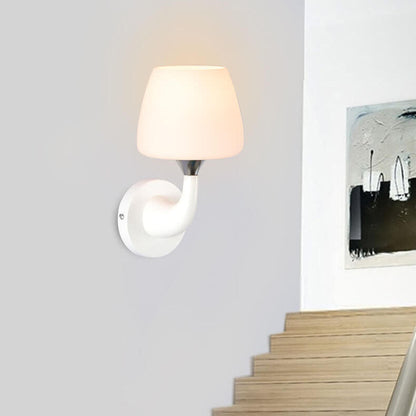Nordic Minimalist White Iron Glass Cup Shade 1/2 Light Wall Sconce Lamp