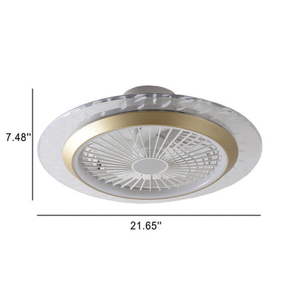 مروحة سقف دائرية حديثة من الأكريليك RGB LED مثبتة بشكل نصف مسطح 
