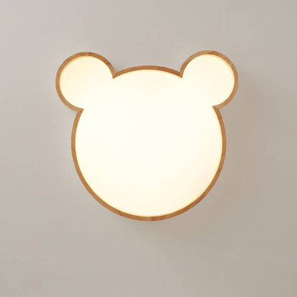 Nordic Wood Bear Shape LED Kids Flush Mount Ceiling Light