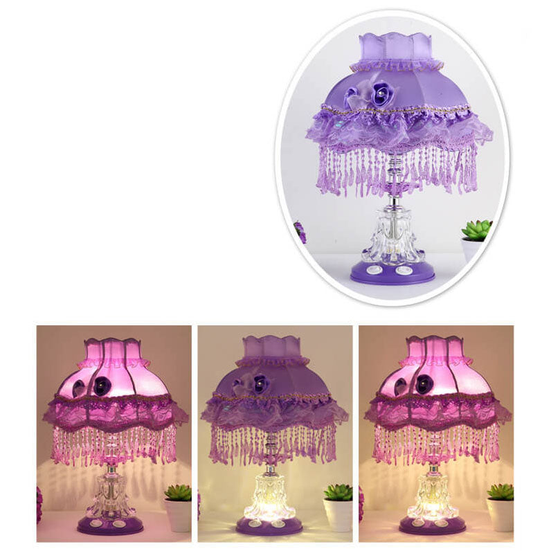 European Style Wedding Fabric Glass 1-Light Table Lamp