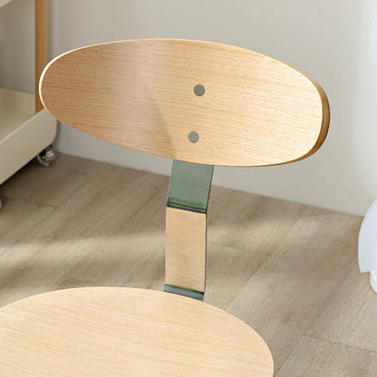 Contemporary Scandinavian Wood Faux Oil Waxed Leather Round Cushion Dining Chair Backrest For Dining Room