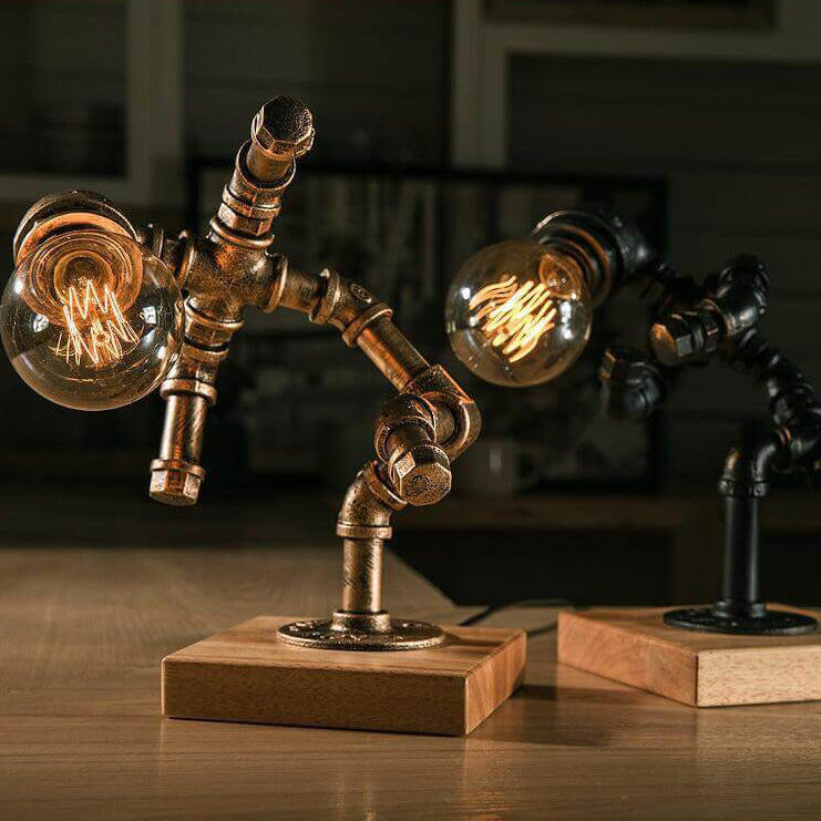 Retro Industrial Robot Eye Protection Iron 1-Light Table Lamp