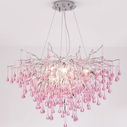 Modern Luxury Crystal Glass Aluminum Branch Water Drop 6/8/10/14 Chandeliers For Dining Room