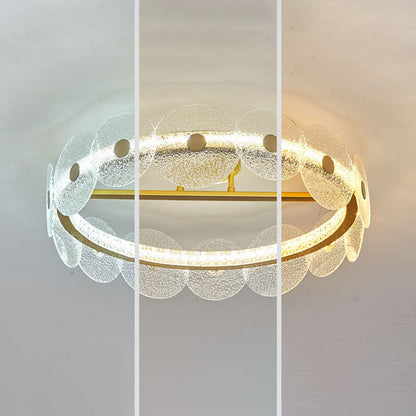 Modern Luxury Round Hardware Stainless Steel Glass Acrylic LED Semi-Flush Mount Ceiling Light For Living Room