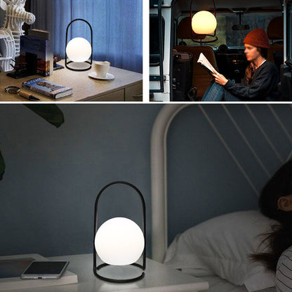 Contemporary Nordic Metal PE Ball Egg Cube Cylinder LED Hanging Rechargeable Table Lamp For Bedside