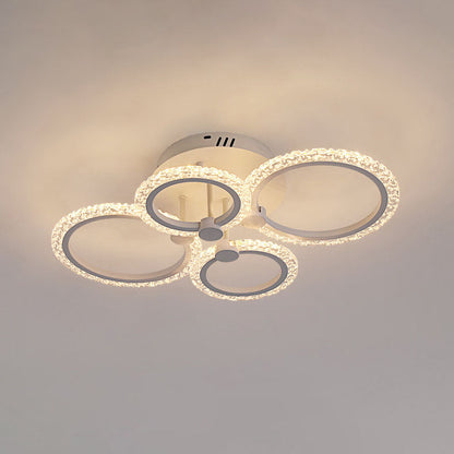 Contemporary Nordic Stainless Steel Acrylic Round LED Semi-Flush Mount Ceiling Light For Bedroom
