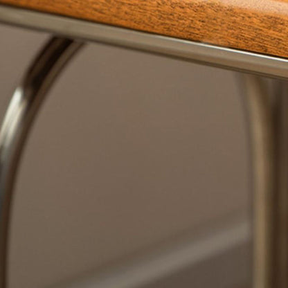 Traditional Vintage Elliptical Pine Ash Wood Stainless Steel Dining Table For 4 Seats