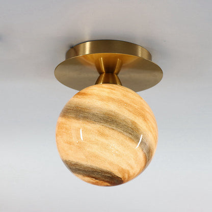 Modern Creative Planet Glass 1-Light Semi-Flush Mount Light