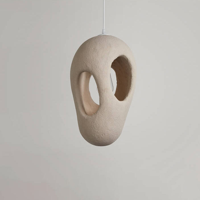 Japanese Wabi-sabi Resin Geometric Circle 1-Light Pendant Light