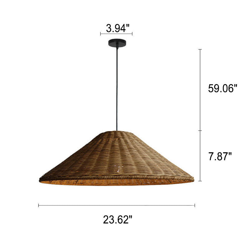 Japanese Vintage Wabi-sabi Rattan Weaving 1-Light Pendant Light