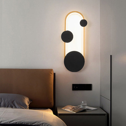 مصباح حائط LED دائري بيضاوي الشكل مصنوع من الحديد والألومنيوم بتصميم عصري بسيط بجانب السرير 
