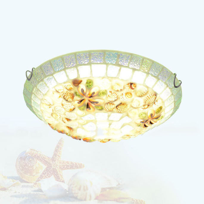 Tiffany Creative Mosaic Shells 1-Light Flush Mount Ceiling Light