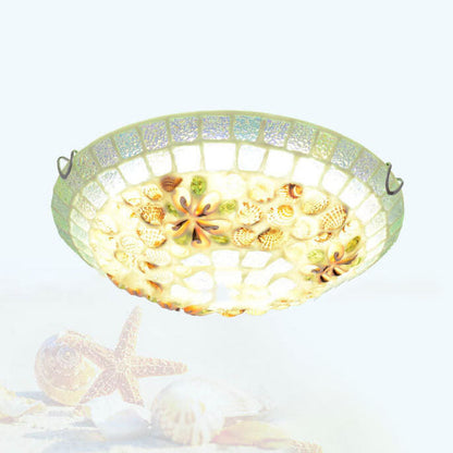 Tiffany Creative Mosaic Shells 1-Light Flush Mount Ceiling Light