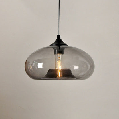 Contemporary Nordic Oval-Shaped Glass Shade Iron 1-Light Pendant Light For Living Room