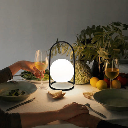 Contemporary Nordic Metal PE Ball Egg Cube Cylinder LED Hanging Rechargeable Table Lamp For Bedside