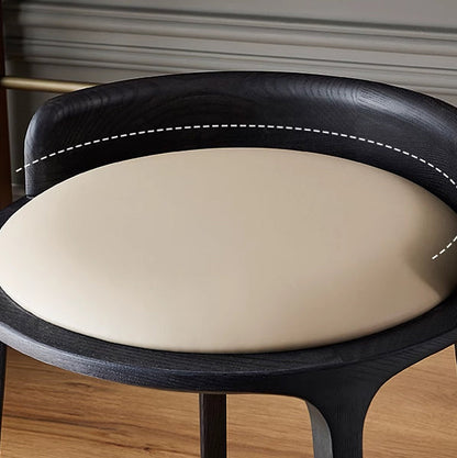 Traditional Vintage Round PU Leather Upholstered Wood Frame Vanity Stool Backless For Bedroom