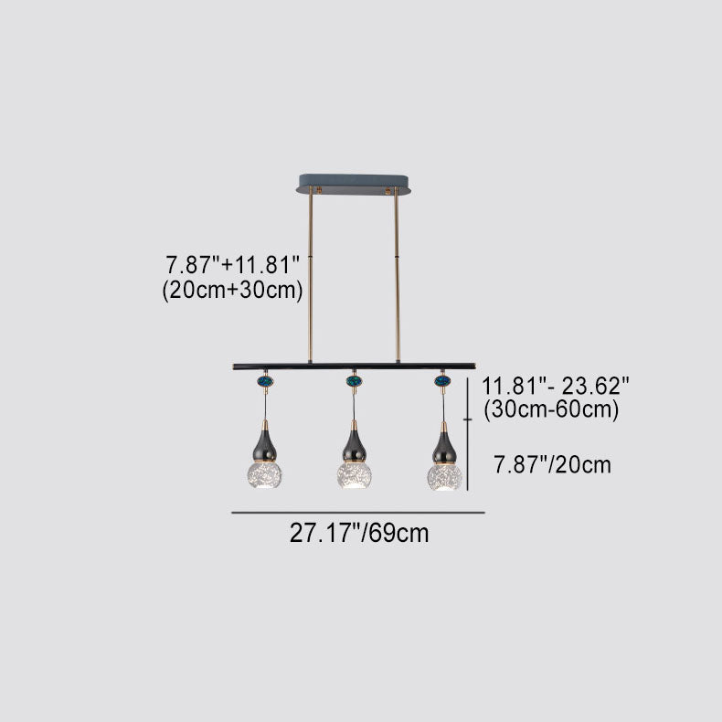 Contemporary Nordic Long Gourd Aluminum Iron Bubble Crystal LED Island Light Chandelier For Dining Room