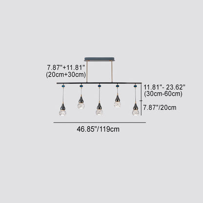 Contemporary Nordic Long Gourd Aluminum Iron Bubble Crystal LED Island Light Chandelier For Dining Room