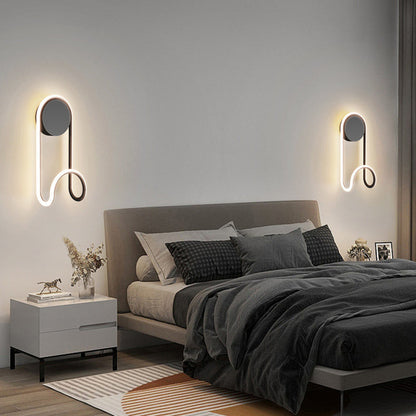 مصباح حائطي عصري من الحديد والألومنيوم والأكريليك بتصميم دائري مع خطاف LED لغرفة النوم 
