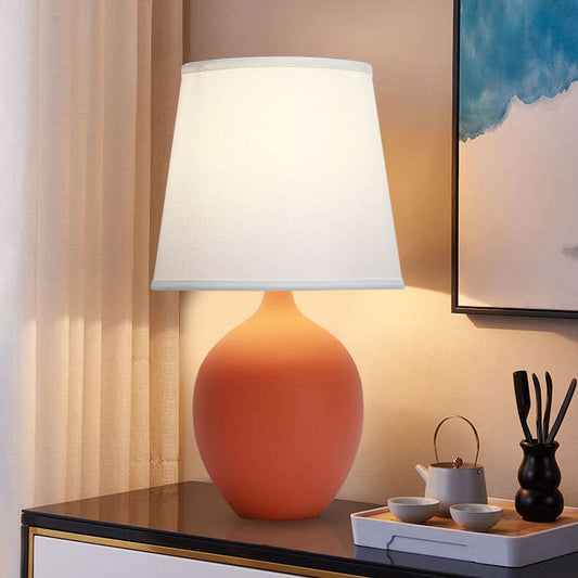 Nordic Fabric Shade Color Ceramic Base 1-Light Table Lamp