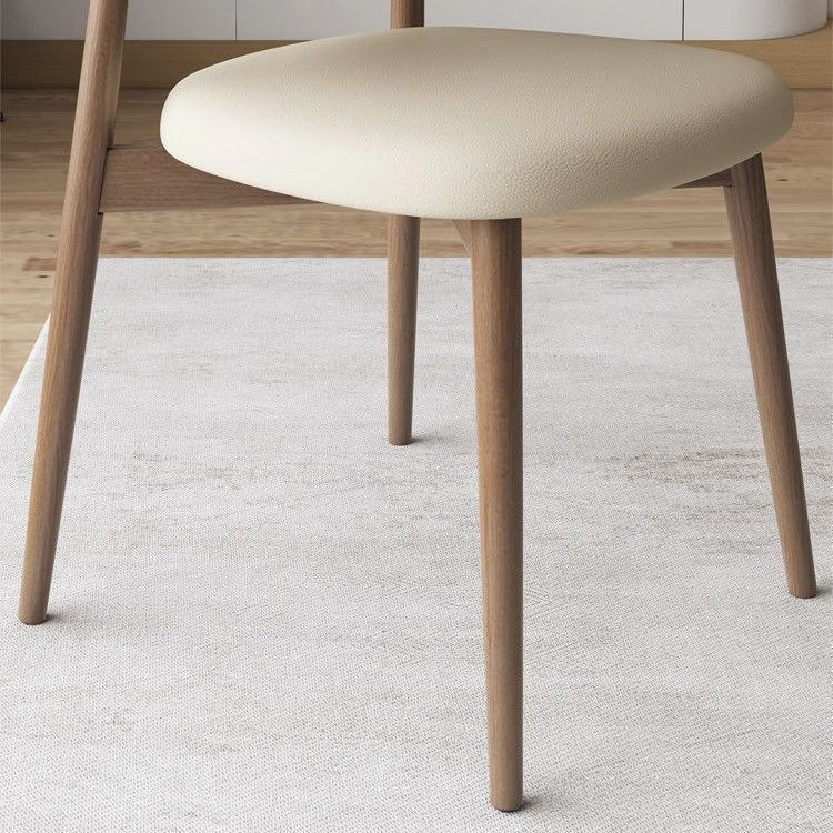 Contemporary Nordic Square Nappa Leather Metal Frame Dining Chair Backrest Armless For Dining Room