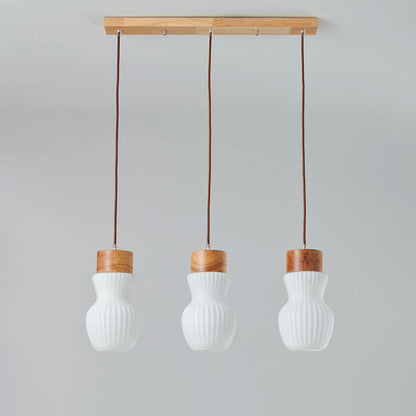Nordic Striped Milk White Glass Jar 1/3 Light Chandelier