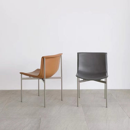 Contemporary Nordic Square Curved Microfiber Leather Stainless Steel Dining Chair Backrest For Dining Room